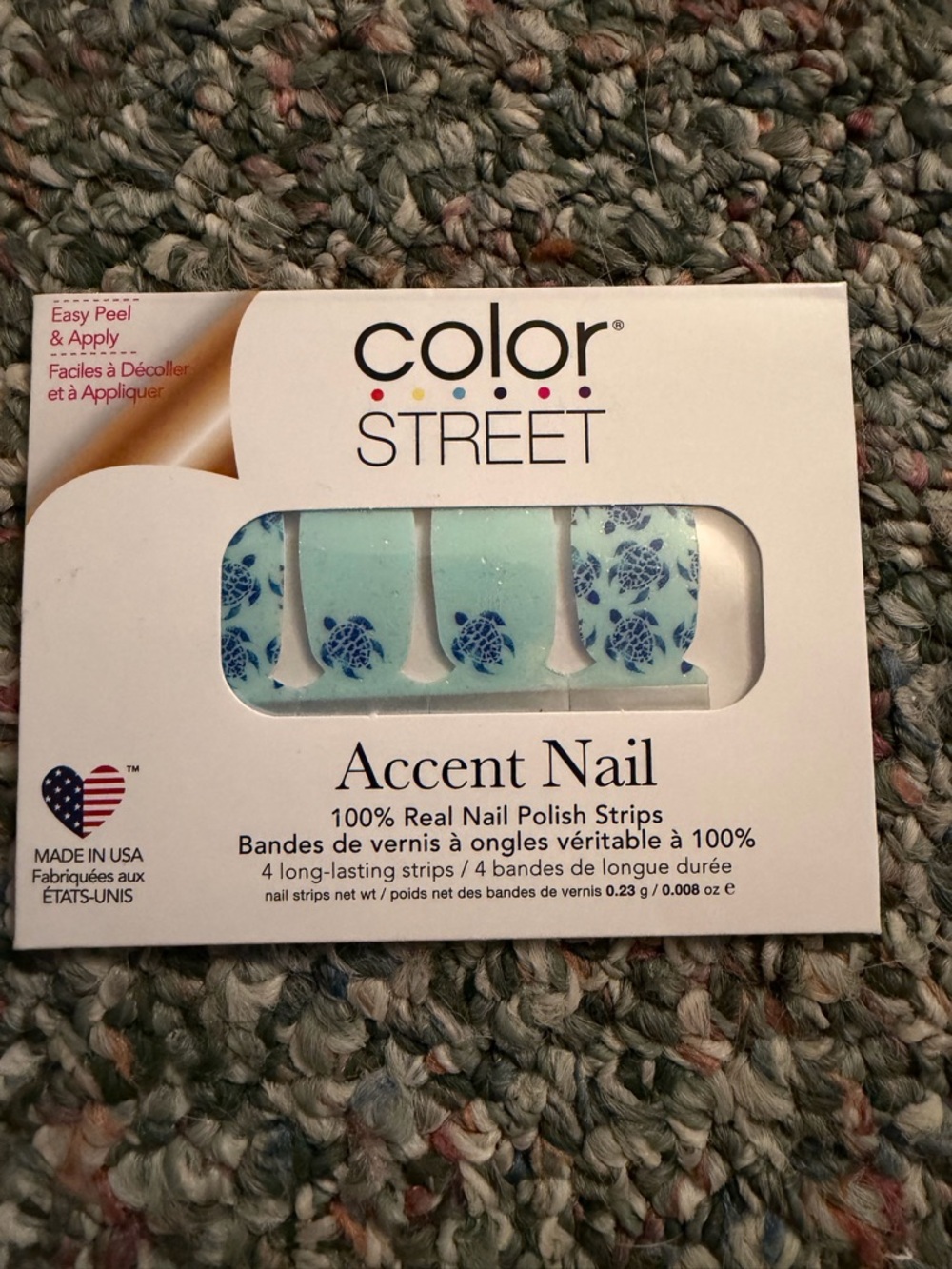 Color Street Nail Strips “Hono” Light Aqua with Blue Turtle Design accents